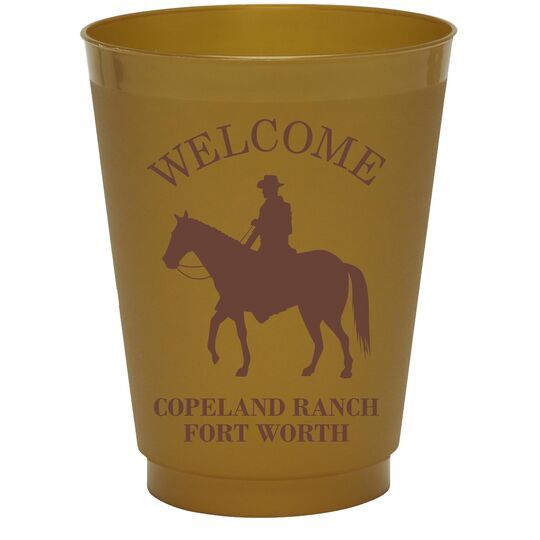 Cowboy with Horse Colored Shatterproof Cups